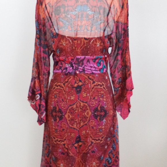 Diane Von furstenberg silk boho dress red floral abstract size 10 medium - Picture 5 of 11